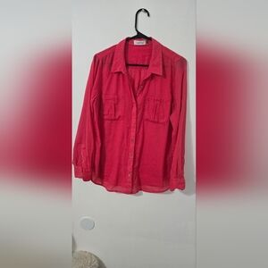 Calvin Klein Red Button-Up Shirt